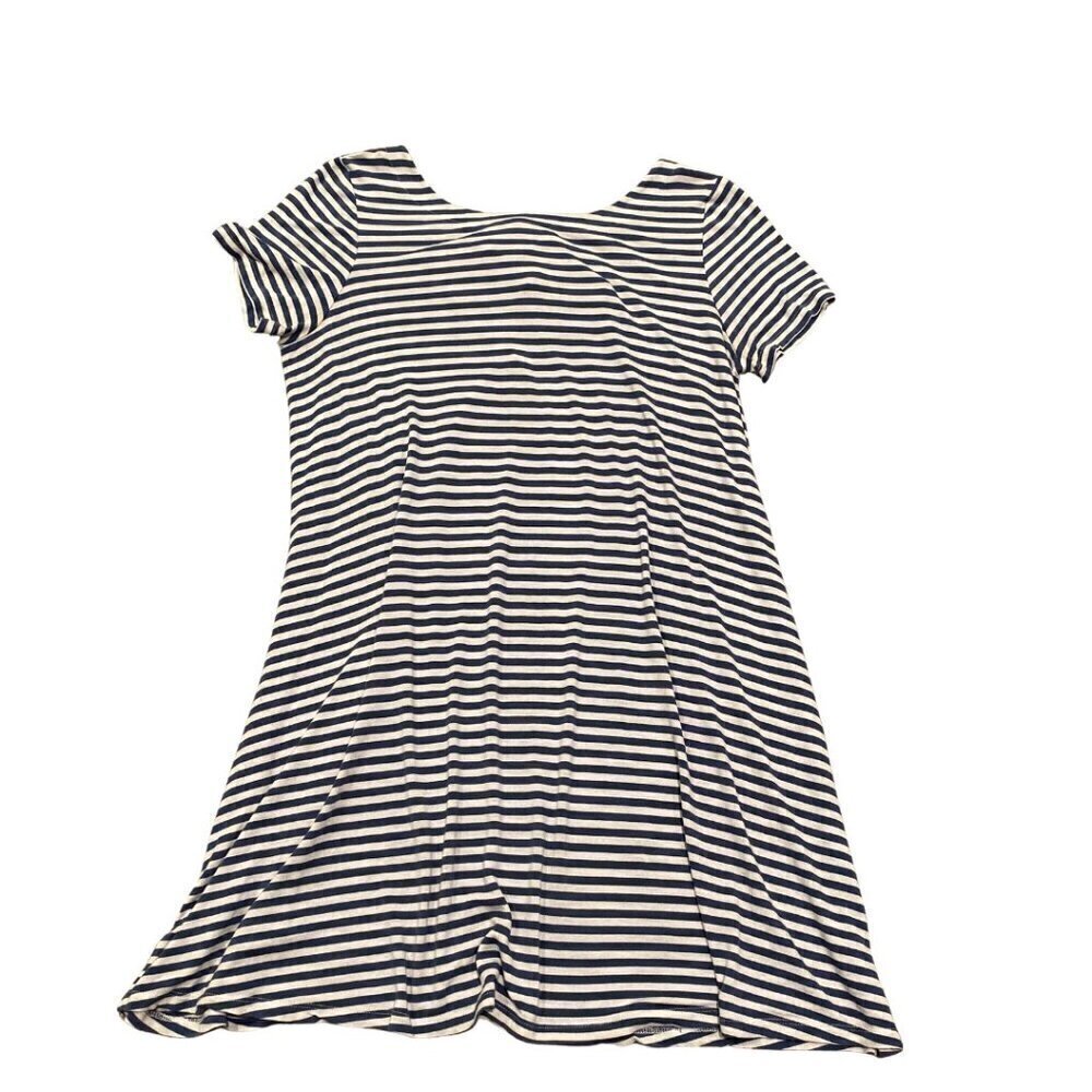 Loft Dusty Blue Striped T-shirt Shift Dress - Size Petite Medium - Like New!